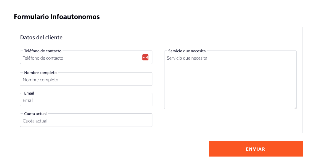 Captura del formulario de recobros